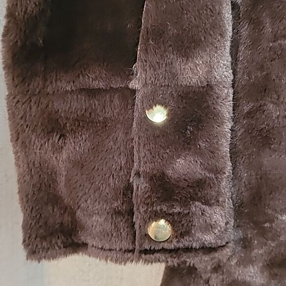NWT ASOS Pull&Bear faux fur jacket with poppers in chocolate Size Small - Picture 10 of 10